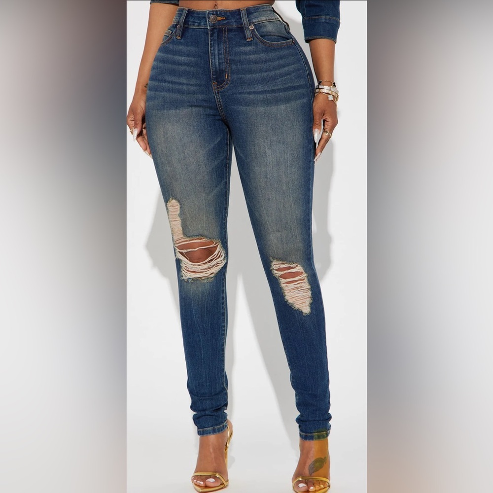 Fashion Noval Dark Blue Distressed Jeans